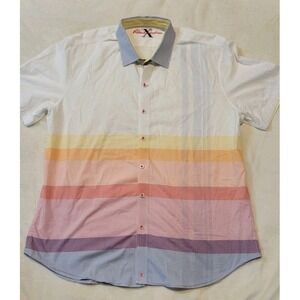 ROBERT GRAHAM MULTICOLOR MENS SHORT SLEEVE BUTTONDOWN TAILORED FIT SIZE XL - EUC